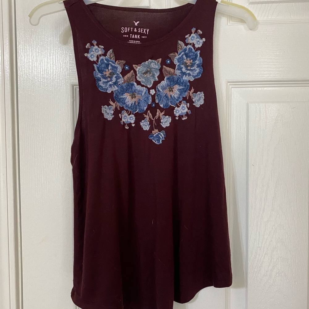 AEO soft and sexy high neck floral tank